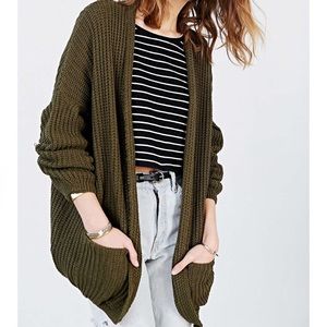 Urban Outfitters Long Khaki Green Cardigan